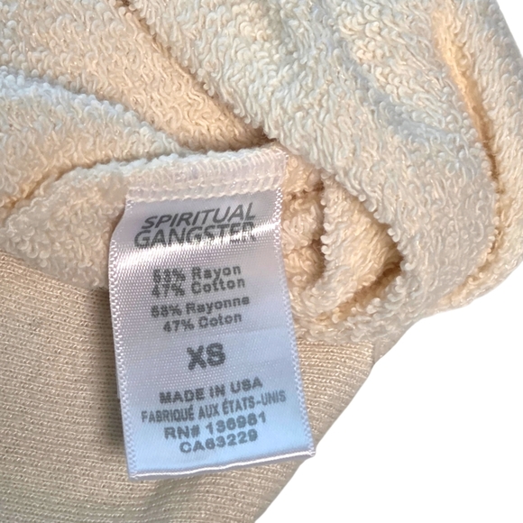 Spiritual Gangster Bella Off Shoulder Cropped Sweatshirt Cream XS NWT - Picture 12 of 15